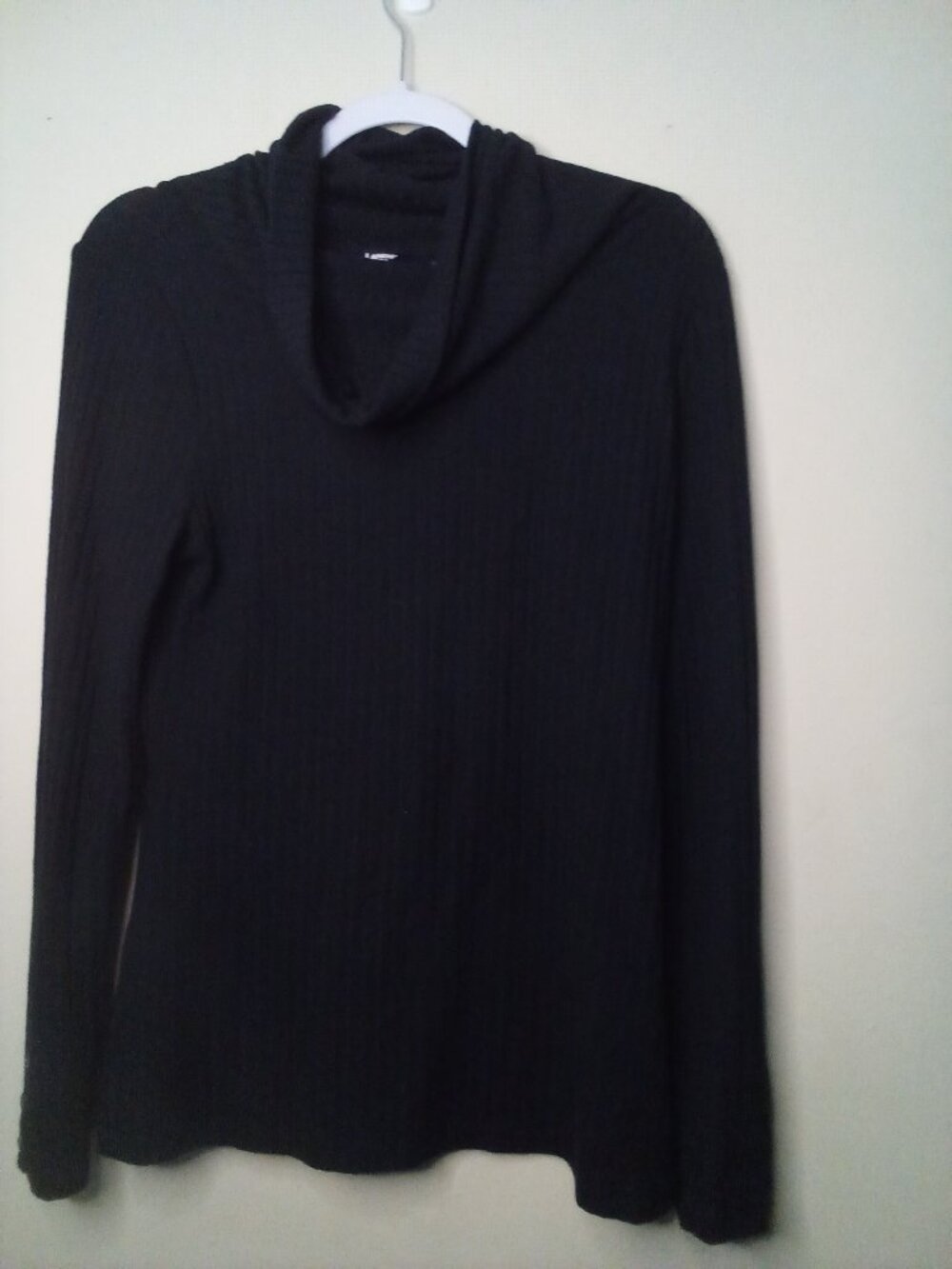 Lands' End Cowl Neck Shirt Women S 6-8 Long Sleeve Ribbed Look Black